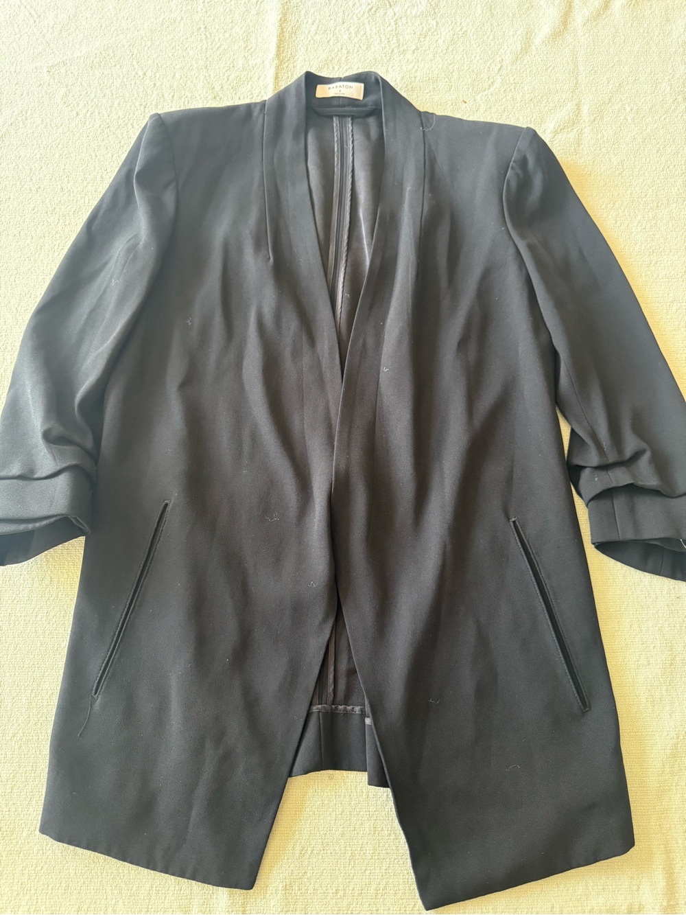 Babaton Black Power Hip Scrunch Sleeve Blazer Size 2